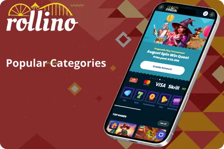 A smartphone showing the Casino app with vibrant graphics and betting categories like football, tennis, and ice hockey, illustrating the wide range of popular sports and gaming options available on the platform